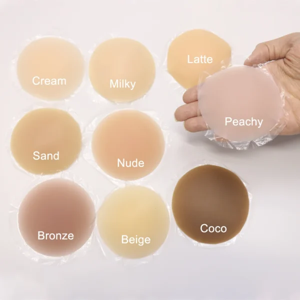 S1ff59256cb8a44ea95817967c7334836W-1.webp Round Shape Reusable Silicone Nipple Covers Invisible Seamless Breast Petals No Show Full Coverage Nip Pasties Sticky Bra